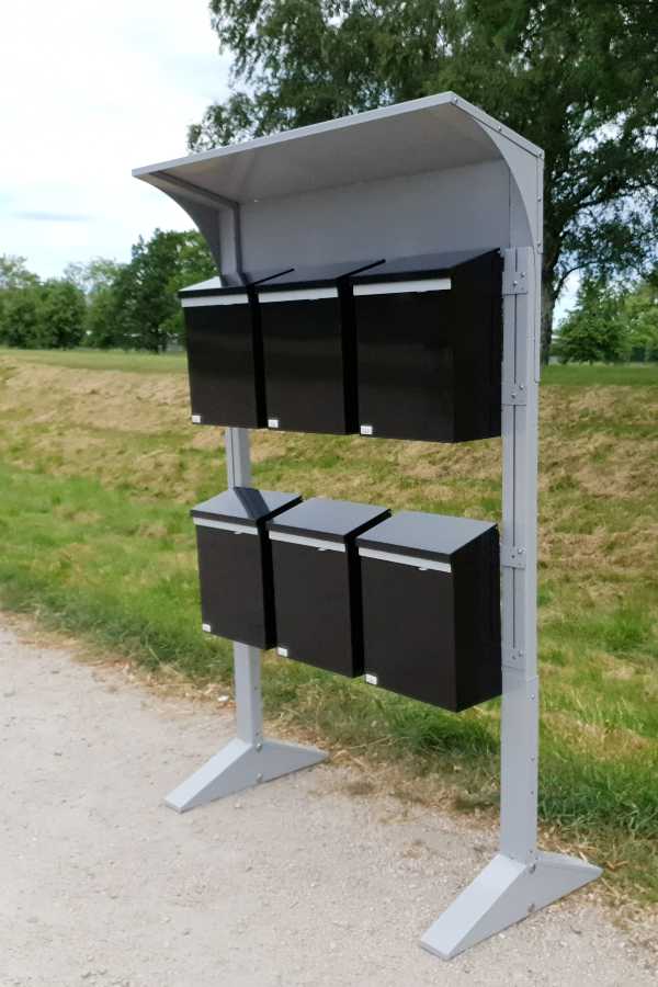 Postkassestativ Flexi for 6 postkasser fordelt på 2 høyder