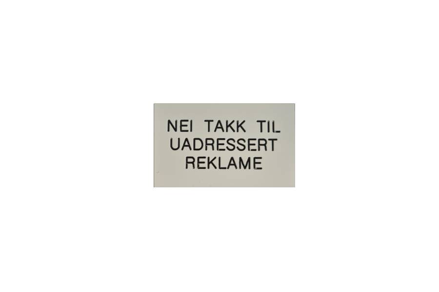 [90600-1] Nei takk reklame, utendørs skilt - hvit