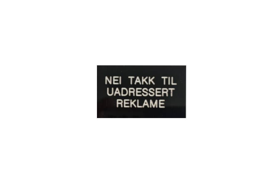 [90600-2] Nei takk reklame, utendørs skilt - sort